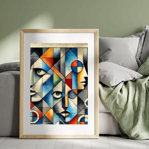 Arte abstracto de caras humanas, cartel decorativo para habitación, decoración moderna para casa, impresión digital