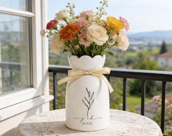 Jarrón de cerámica personalizado para compromiso, regalo de boda personalizado, florero para boda, regalo para recién casados, regalo de aniversario para pareja, regalo para amigos.