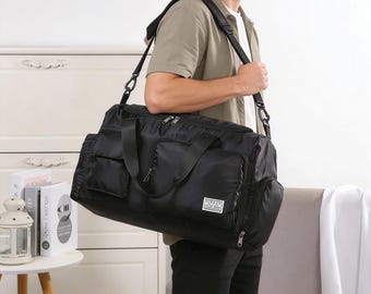 Personalized Men's Duffel Bag WithName,Gym Bag,Water Resistant Travel Bag,Weekender Bag, Overnight Bag for Him,Groomsmen Bag,Sports Bag