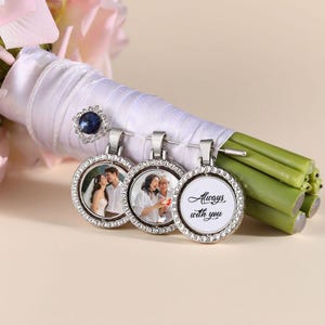 Personalized photo bouquet charm，Wedding Memorial Charm，Daughter&#39;s wedding gift，Wedding Keepsake Memorial Gift for Bride,Memory Photo Charm