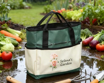 Personalisierte Garten-Einkaufstasche mit Werkzeugen | Gartenarbeit Tote für Frauen | Geschenk für Mama, Oma, Pflanzenliebhaber, Muttertagsgeschenk