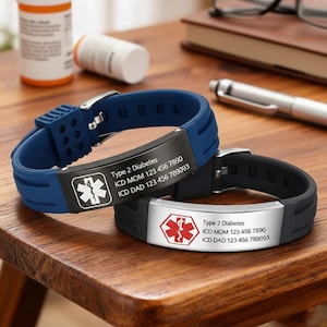 Personalisiertes einstellbares medizinisches Alarmarmband, medizinisches Silikonarmband, Notfallwarn-ID-Armband, Gesundheitsarmband für Männer Frauen