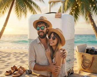 Personalized Luggage Cover with Custom Photo, Suitcase Protector for Travel, Quick Identify Your Baggage,Travel Accessories Gift for Family