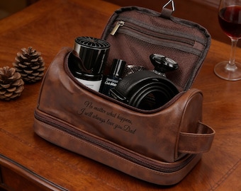 Personalized Men's Toiletry Bag with Name,Custom Travel Shaving Dopp Kit for Husband,Travel Toiletry Bag,Groomsmen Gift,Father's Day Gift