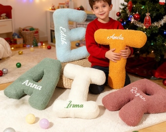 Personalized Letter Pillow for Kids,,Custom Initial Pillowcase Color,Nursery Pillow,Soft Plush Alphabet Cushion,Christmas Gift for Children