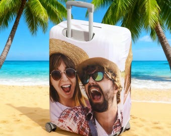 Personalisierte Gepäckabdeckung mit benutzerdefiniertem Foto, Kofferschutz für Reisen, schnelle Identifizierung Ihres Gepäcks, Reisezubehör Geschenk für die Familie