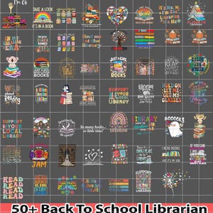 50+ School Librarian PNG Bundle, Back To School Librarian, Library Books School Design,Library Sublimation Design,Librarian Digital Download