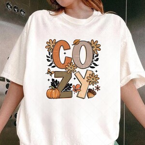 Comfort Colors® Cozy Season Shirt, Fall Season T-Shirt, Autumn Cozy Shirt, Cute Cozy Season T-Shirt, Floral Cozy Seaon Tee, Girl Fall Shirt