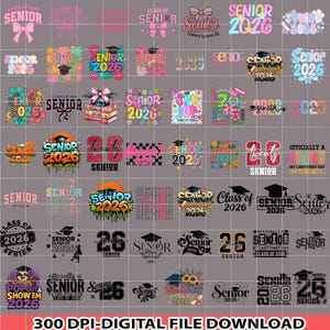 Senior 2026 PNG Bundle, Graduation 2026 Png, Senior Mom, high school Png, Senior 2026 Shirt ,Class of 2026 Png ,Senior Coquette Bow Png