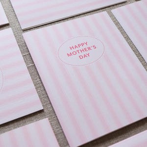 Tarjeta del Día de la Madre - Rosa Rayado Simple - Juego de Tarjeta y Sobre