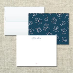 Ensemble de papeterie personnalisée avec enveloppes - Magnolia - Lot de 10 - Cartes semi-personnalisées