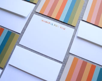 Thankful for You Greeting Card Set - Thank You Cards - Colorful Thank You Cards and Envelopes