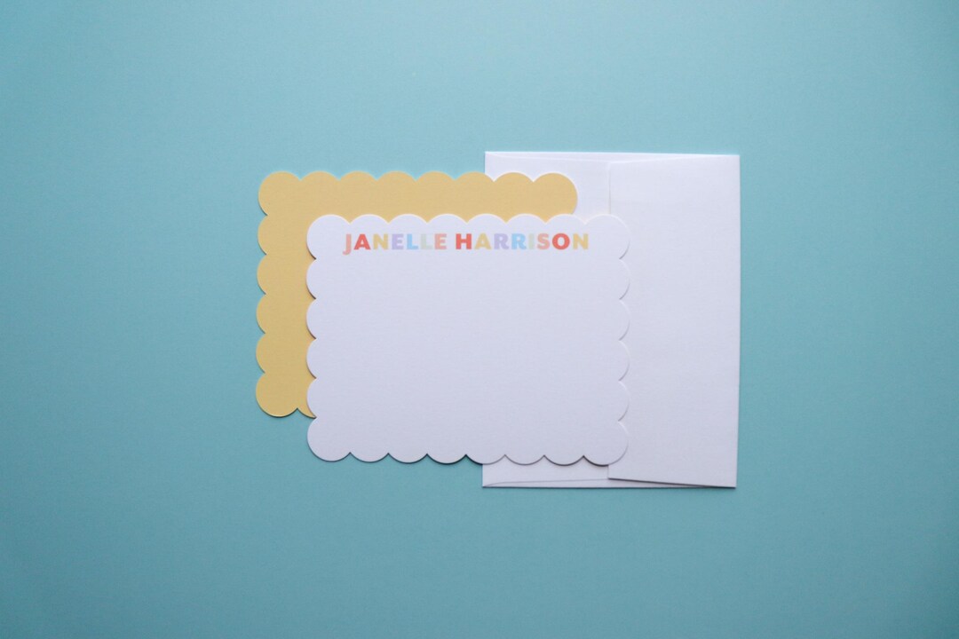 Personalized Scalloped Stationery Set - Colorful Note Cards for Thank ...