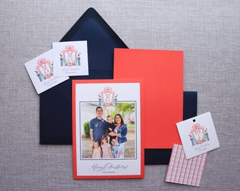 Classic Monogram Christmas Card Set - Heirloom Holiday Card - Nutcracker Christmas Cards and Envelopes - Holiday Card with Photo