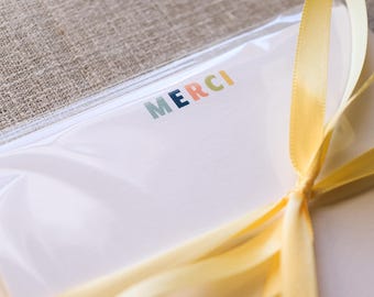 Merci "Thank You" Cards - Pack of 10 - Flat Cards and Envelopes