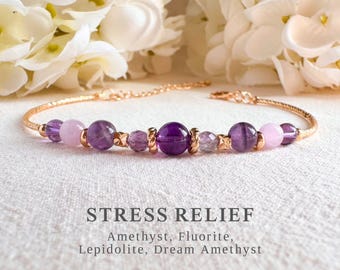 集中力を高めるブレスレット - クリスタルブレスレット - アメジスト