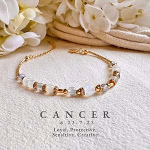 Cancer Zodiac Bracelet: Moonstone, Labradorite, 14k Gold-Filled