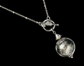 Wish Necklace in Glass Orb with Silver Filigree, Real Dandelion Seeds, Swarovski Crystal Genuine Pearl, Wedding Jewelry, Gift For Her
