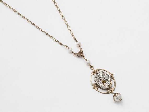 Steampunk Necklace vintage silver watch movement … - image 3