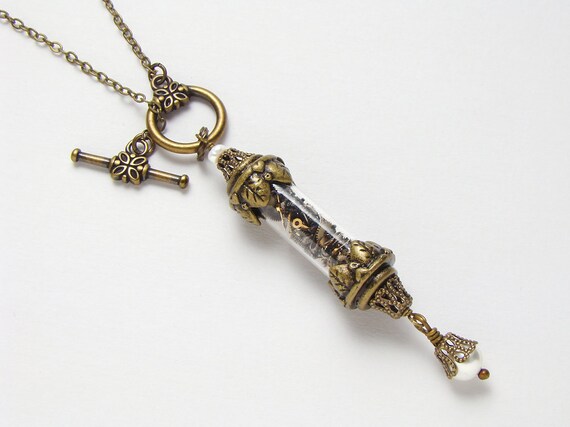 Gold vial sale necklace