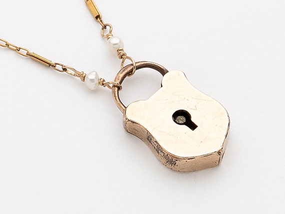 【VINTAGE HOLLYWOOD】Porte Key Love Lock Necklace Lock & Key Set Necklace - Key to My Heart Necklace - Key