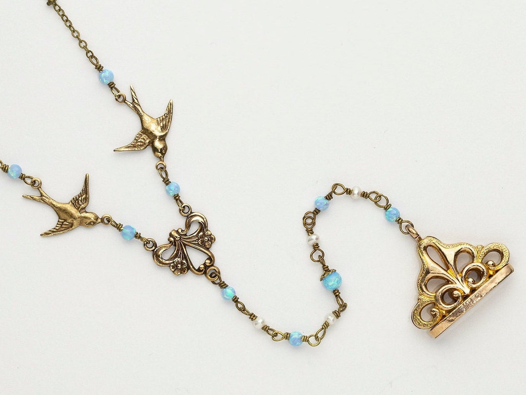 Antique Watch Fob Necklace in Gold Filled With Victorian Wax Seal