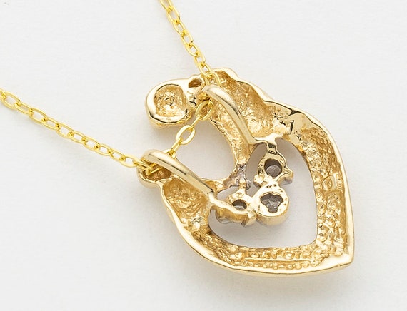 10K Gold Mother & Child Heart Necklace with Genui… - image 2