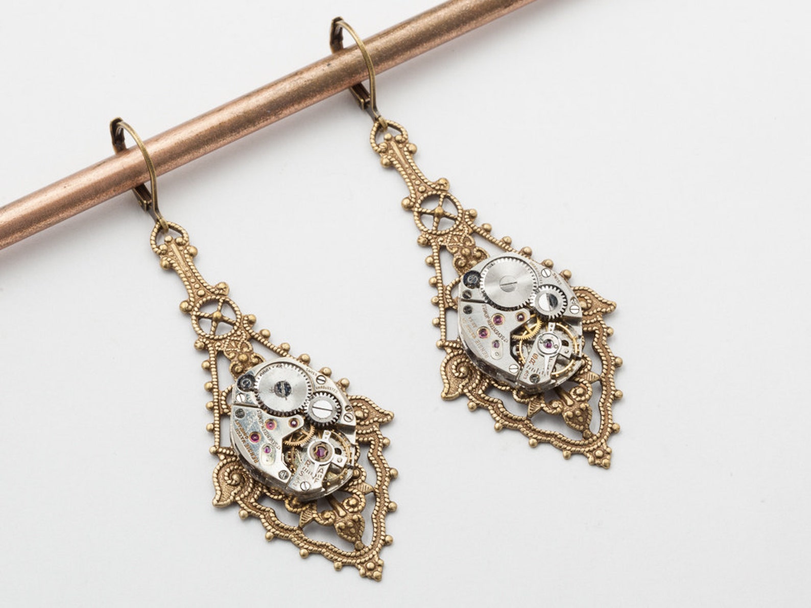 Steampunk Dangle Earrings vintage silver watch movements on Etsy