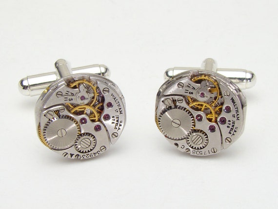 Boutons De Manchette Steampunk Vintage Waltham Montre Etsy