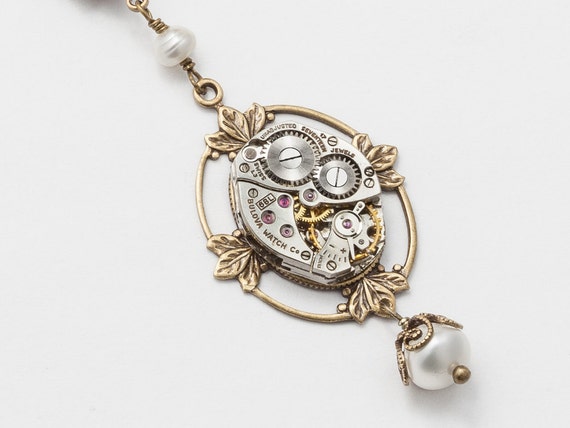 Steampunk Necklace vintage silver watch movement … - image 2