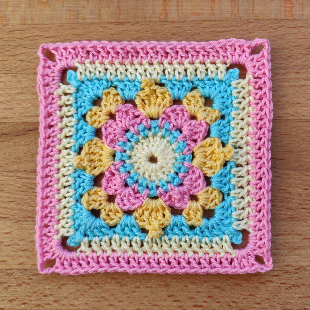 Crochet Granny Square Pattern: Colorful Motif for Blanket (PDF Pattern ...