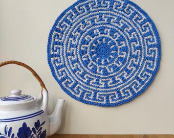 Mosaic Crochet Mandala Pattern: Round Pillow Cover, Placemat (PDF Pattern)