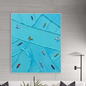 Pintura abstrata de surfe: arte acrílica com textura 3D