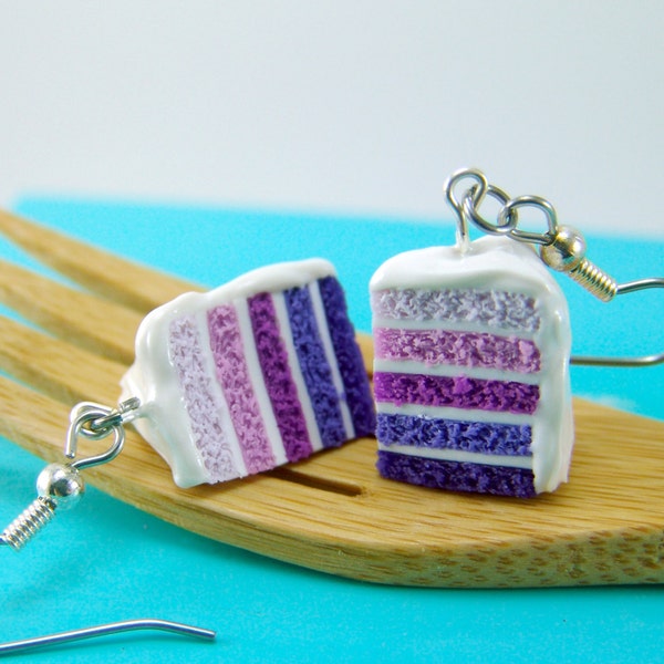 Cake Earrings // Purple Ombre Earrings // Food Jewelry // MADE TO ORDER