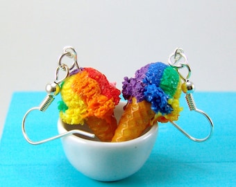 Rainbow Earrings // Ice Cream Earrings // MADE TO ORDER // Rainbow Jewelry