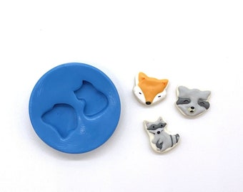 Flexible Silicone Mold // Dollhouse Fox Raccoon Cookie Mold // 1:12 Scale Food and Food Jewelry Projects