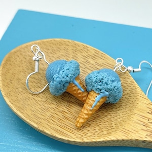 Ice Cream Earrings in Blue Moon // Food Jewelry // MADE TO ORDER // Miniature Food Earrings