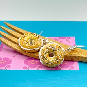 Bagel Earrings // Everything Bagel Jewelry // Food Jewelry // MADE TO ORDER // Breakfast Earrings