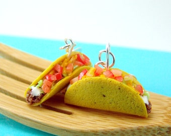 Food Earrings // Taco Earrings // MADE TO ORDER // Fast Food Jewelry // Dangly Earrings