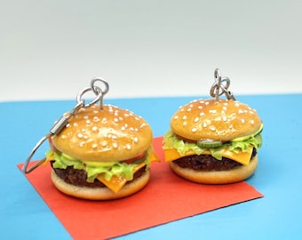 Cheeseburger Earrings // Deluxe Cheeseburger Earrings // Fast Food Jewelry // MADE TO ORDER