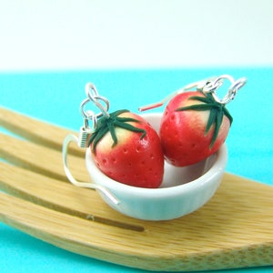 Strawberry Earrings // MADE to ORDER // Strawberry Food Jewelry // Berry Fruit Earrings