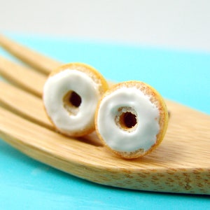 Food Earrings // Bagel Earrings with Cream Cheese // MADE TO ORDER // Post or Clip On Earrings