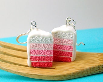 Ombre Earrings // Pink Ombre Cake Earrings // Food Jewelry Food Earrings // MADE TO ORDER