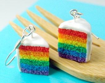 Cake Earrings // Rainbow Cake Earrings // Food Jewelry Food Earrings // MADE TO ORDER