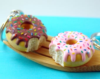 Donut Keychain with Rainbow Sprinkles // Food Keychain // MADE TO ORDER