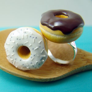 Food Ring // Donut Ring Chocolate or Vanilla Bean // Adjustable Ring // MADE TO ORDER
