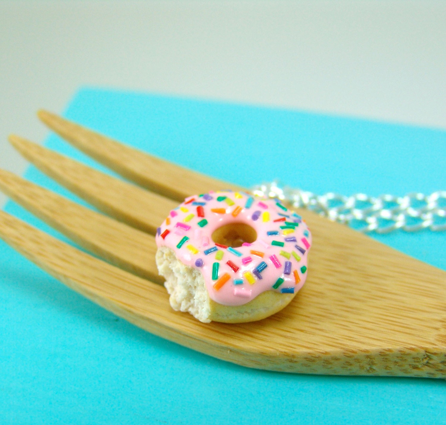 Food Necklace // Donut Necklace With Rainbow Sprinkles // MADE Etsy