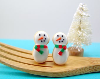 Christmas Earrings // Snowman Earrings // MADE TO ORDER // Post Earrings // Stocking Stuffers