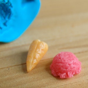 Dollhouse Miniature Mold // Flexible Silicone Ice Cream Scoop and Cone Mold // 1:12 Scale Dollhouse Food and Food Jewelry Projects