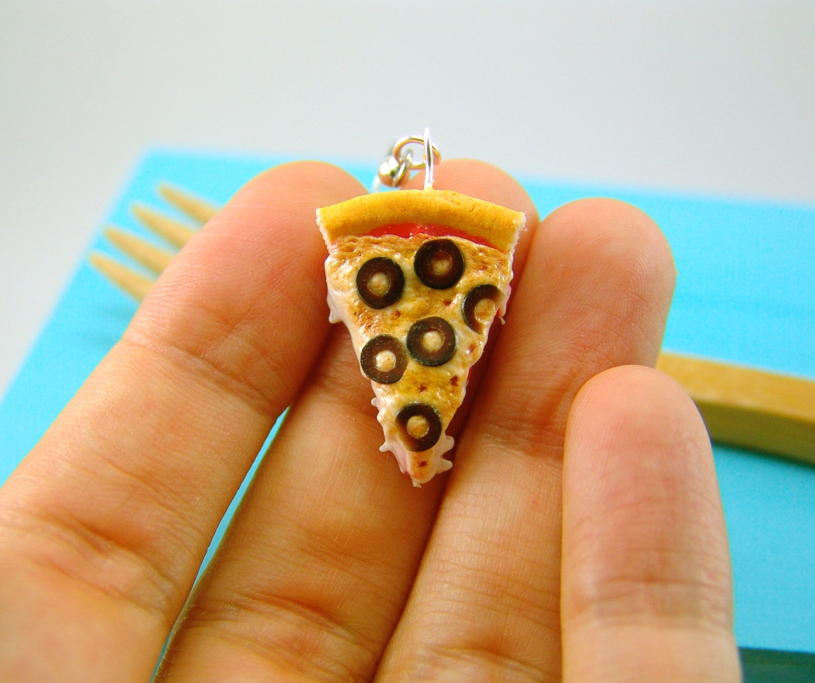 Pizza Earrings // Food Jewelry MADE TO ORDER // Olive Pizza Etsy
